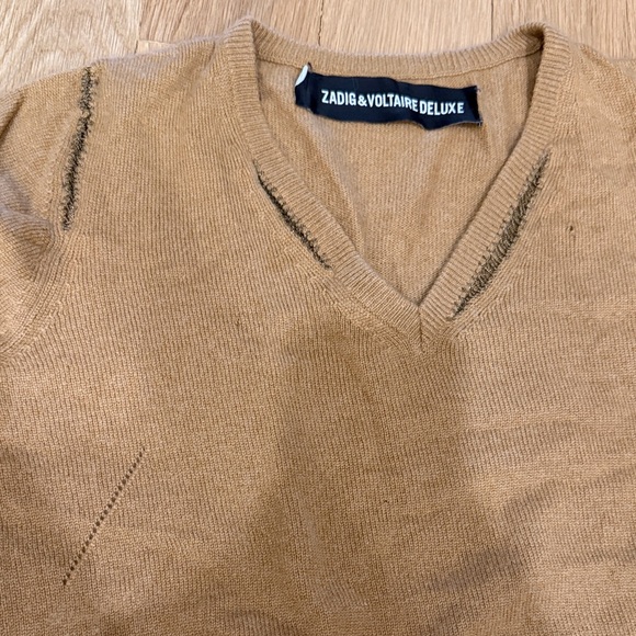 Zadig & Voltaire Camel V‑Neck Knit Sweater - Picture 2 of 2